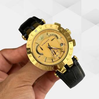 HK3105-VERSACE GOLD DERİ KORDON SARI KADRAN ERKEK KOL SAATİ