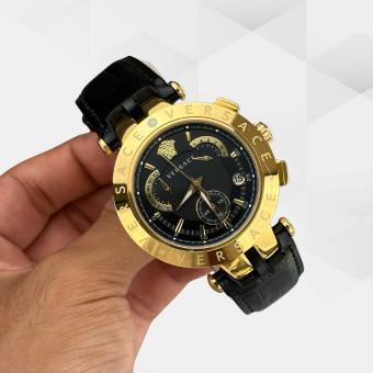 HK3106-VERSACE GOLD DERİ KORDON SİYAH KADRAN ERKEK KOL SAATİ