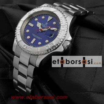 HK1196-ROLEX YACHT MASTER GÜMÜŞ KASA MAVİ KADRAN